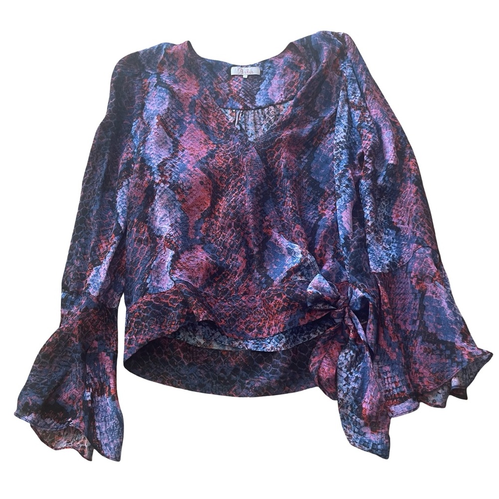 Parker Isabella Snakeskin Print Wrap Blouse